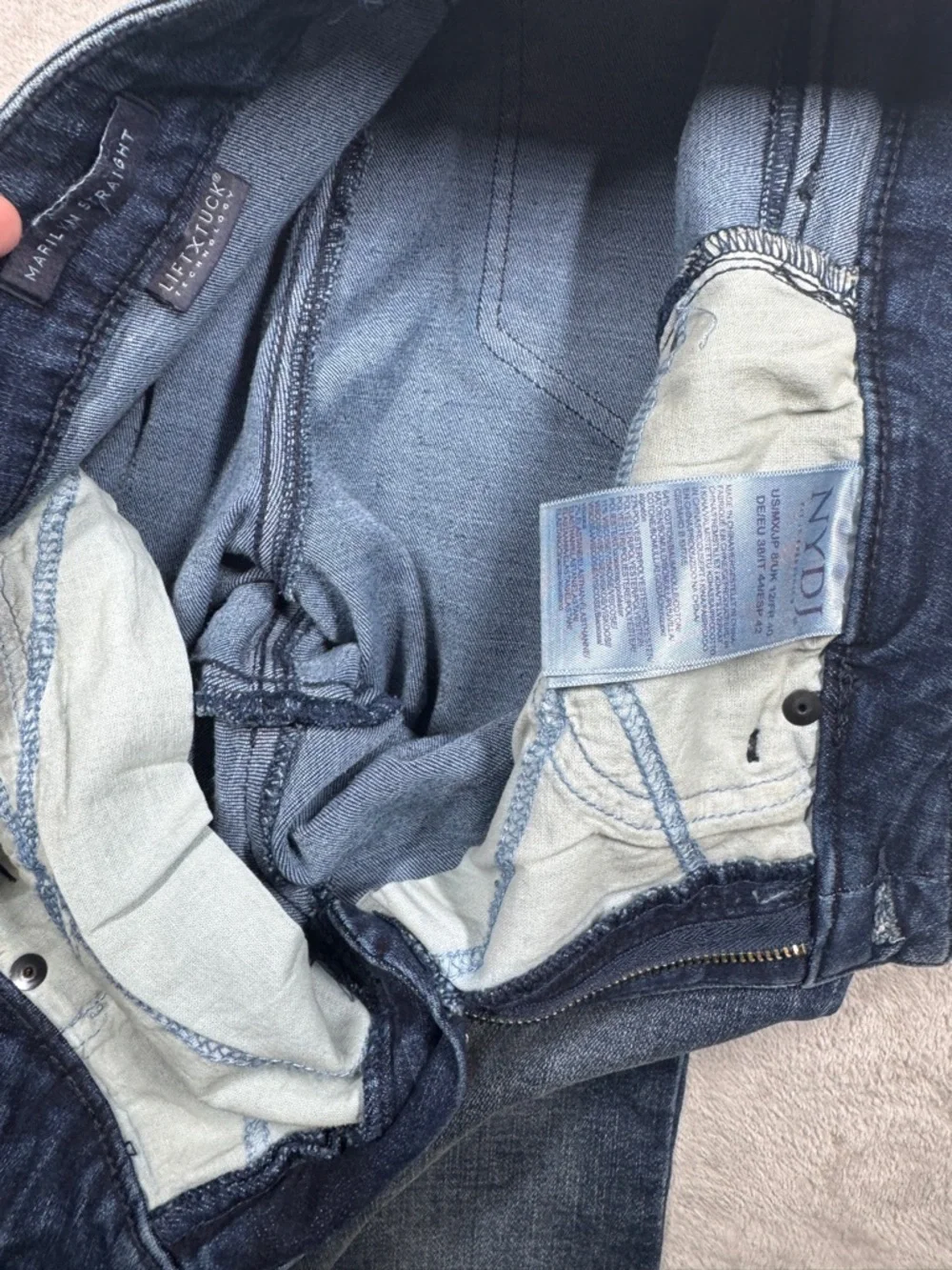 NWT NYDJ Marilyn Straight Lombard Lift Tuck Denim Cotton Blend Blue Jeans Size 8 - Picture 14 of 16